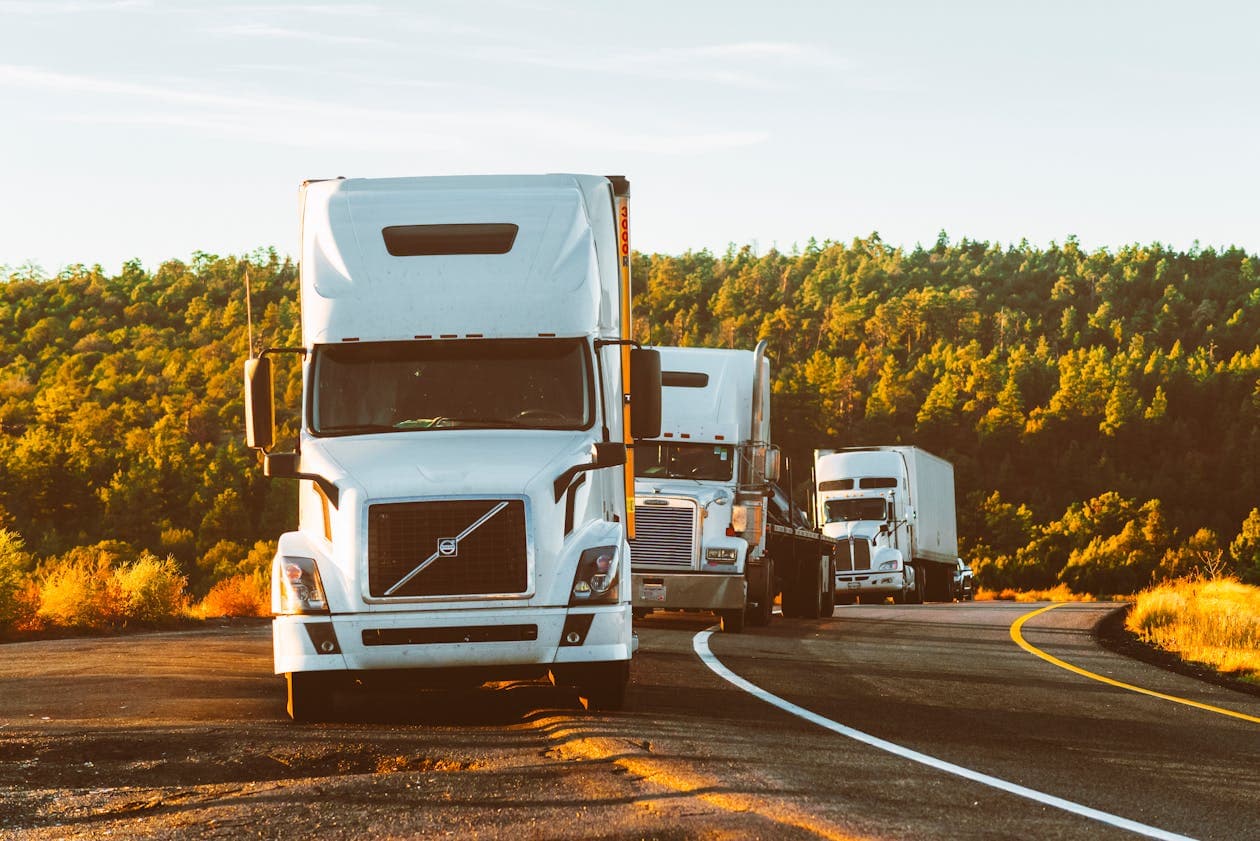 Freight truck driving on highway